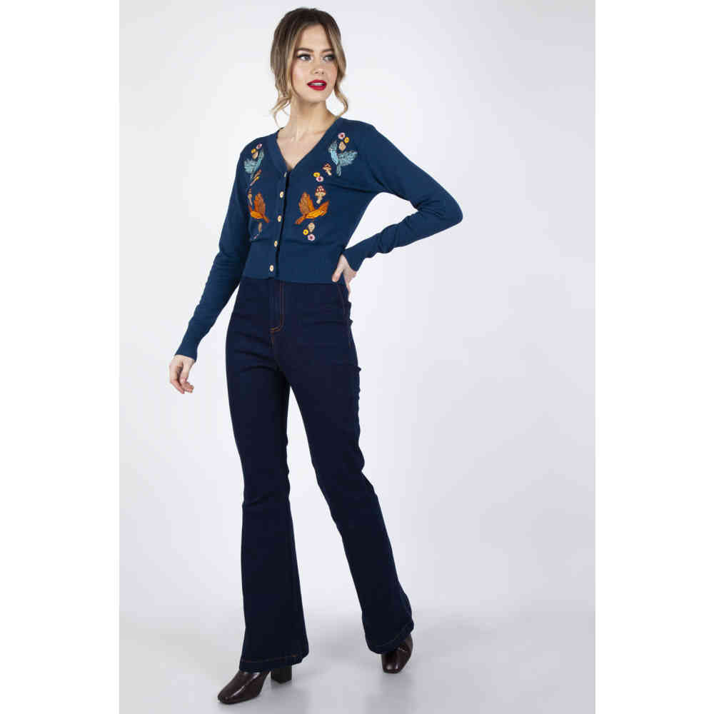 Voodoo Vixen - Ginny Woodland Strickjacke - Blau